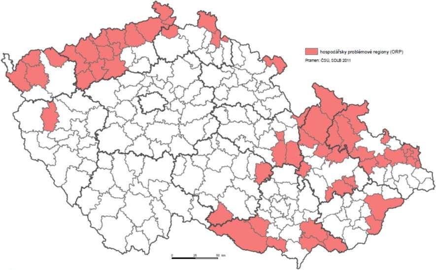 SRR vymezuje pro programové období 2014 2020 hospodářsky problémové regiony.