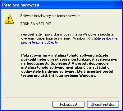 V závislosti na konfiguraci Windows se může objevit