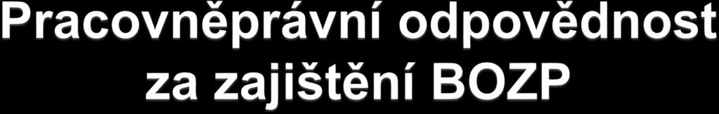 Zaměstnavatel je povinen zajistit bezpečnost a ochranu zdraví zaměstnanců při práci s ohledem na rizika možného ohrožení jejich života a zdraví, která se týkají výkonu práce ( 101 odst. 1 ZP).