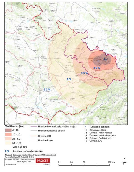 Mapa P 11: Návštěvnost TO Ostravsko