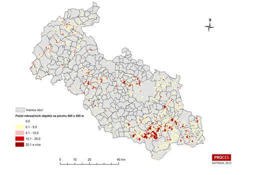 Lokality objektů individuální rekreace Objekty individuální rekreace jsou nejčastěji lokalizovány v oblasti Beskyd (SO ORP Frýdek-Místek, Frýdlant nad Ostravicí, Frenštát pod Radhoštěm, Jablunkov) a