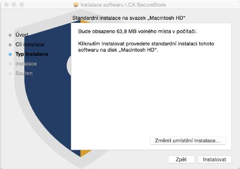 Dvojklikem myší se spustí instalační průvodce SecureStore s následujícími kroky. Zvolte tlačítko Pokračovat.