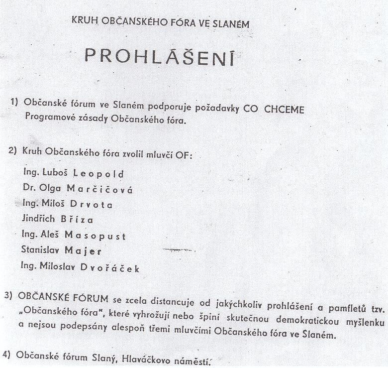 6: Prohlášení Kruhu Občanského fóra ve