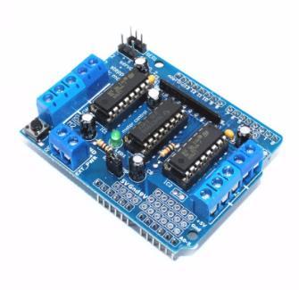 3.2 Motor shield L293D Obrázek 2 Motor shield L293D Arduino motor shield L293D je přídavný modul pro Arduino, který je určen pro pohodlné a bezpečné ovládání tří druhů motorů.