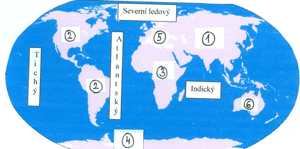 Komunikační geografický jazyk 5 SVĚTADÍLY A OCEÁNY Proč je Země nazývána modrou planetou? Na glóbusu i na mapě světa jsou modrou barvou znázorněny velké vodní plochy oceány.