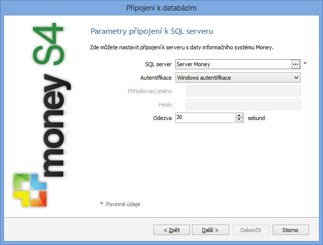 Po prvním otevření Money (a jeho případné registraci) se tedy automaticky spustí Průvodce připojením k databázím: Způsob připojení k databázím Money si při prvním spuštění zkontroluje lokální