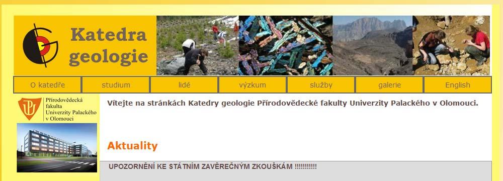 Bakalářské SP GEOLOGIE Navazující magisterské Environmentální geologie Geologie a OŽP