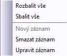 stromě modul přejde na Hlavičku dílu tohoto dílu. Pravým tlačítkem myši lze vyvolat menu pro práci se stromem.