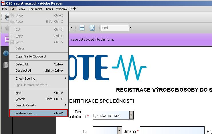 Anglická verze Česká verze - Zde zvolte v levém seznamu Categories/Kategorie Security