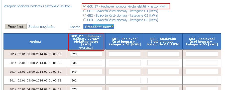 Oddělovačem hodnot v textovém souboru je čárka, středník nebo ENTER (další řádek). Hodinové hodnoty mohou být tedy v textovém souboru jak pod sebou, tak i vedle sebe s výše uvedenými oddělovači.