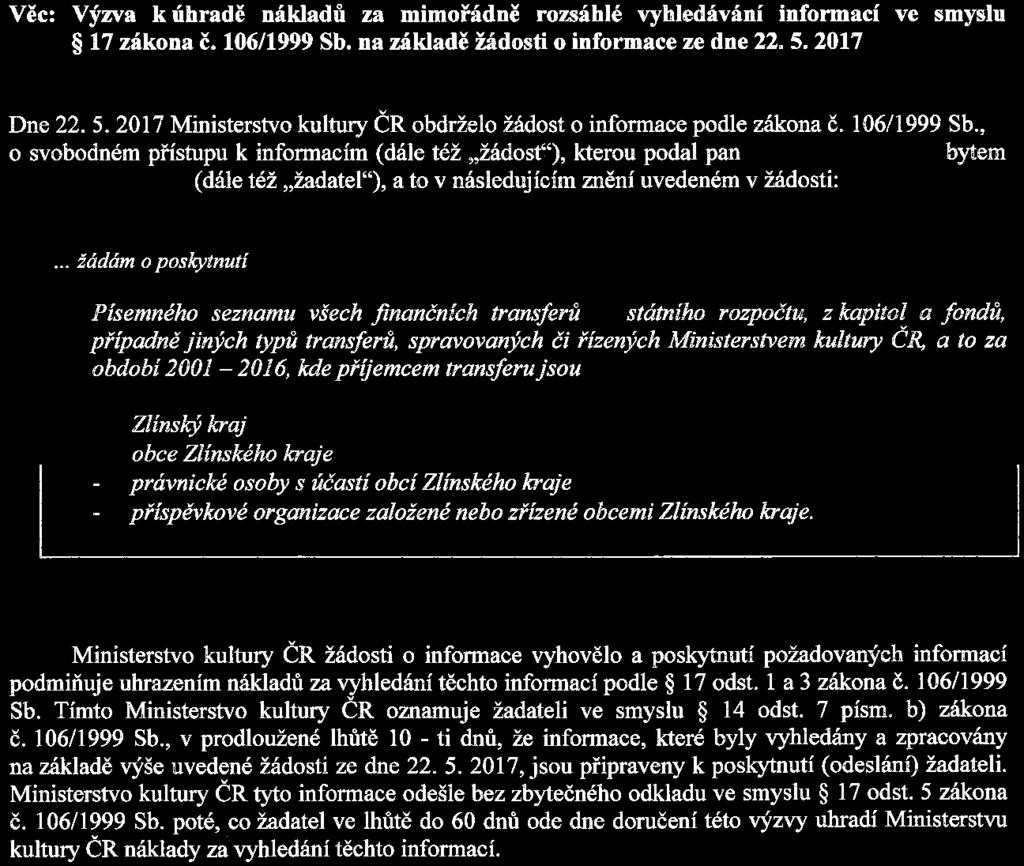 \Y]O]*38 právnické příspěvkové 2016, ti Ministerstvo kultury HlllllllílíllllllílňllllílllíljlljllíIlllllllíllíllíllíllll MKCRX BBYCN Email: gpodatelna mkcncz Váš dopis značky Naše značka