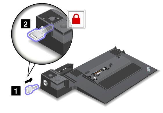 10 Když připojíte mechanický zámek k bezpečnostnímu zámku, uzamkne se tlačítko vysunutí, takže není možné počítač ze zařízení ThinkPad Mini Dock Plus Series 3 odebrat.
