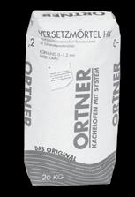 Ortner ӏ Malty a omítky Versetzmörtel HK Malta s hydraulicko - keramickou vazbou vhodná ke zdění šamotových ohnišť a šamotových tahů. Vhodné také pro konstrukce bez vzduchové mezery.