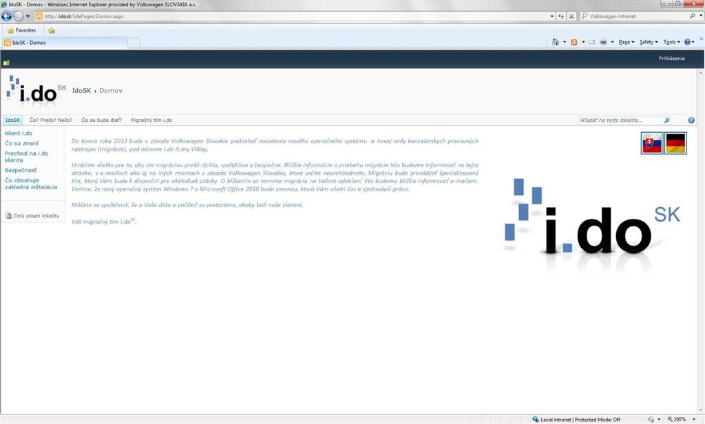 Stránka SharePoint Informácie o projekte i.do Proces migrácie Výhody nového i.