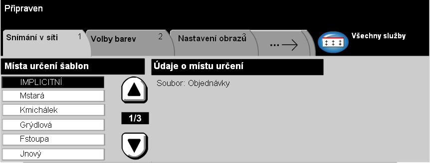 Snímání v síti Snímání v síti... Přístup k funkcím Snímání v síti lze získat pomocí tlačítka Funkce na ovládacím panelu.