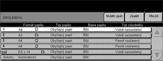 Kopírování Zdroj papíru Použijte volbu Zdroj papíru k výběru automatického zdroje papíru nebo zásobníku pro kopírovací úlohu. Fólie lze vkládat do zásobníku 1 nebo ručního podavače.