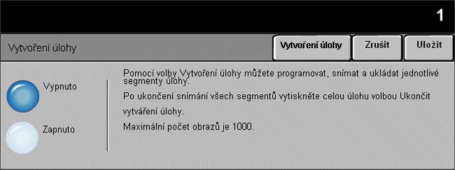 Vytvoření úlohy Kopírování Použijte tuto funkci k vytvoření úlohy, která vyžaduje odlišná nastavení pro každou stránku.