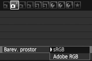 3 Nastavení rozsahu reproduce barevn Rozsah reproduovatelných barev se nazývá barevný prostor. U tohoto fotoaparátu lze pro fotografované snímy nastavit barevný prostor srgb nebo Adobe RGB.