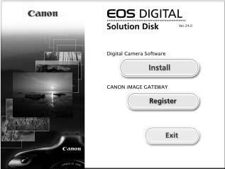 Úvodní příruča softwaru Instalace softwaru Kompatibilní operační systémy MAC OS X 10.4 až 10.6 1 Zontrolujte, zda není počítači připojen fotoaparát. 2 Vložte dis CD EOS Solution Dis.