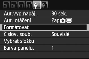 3 Formátování arty Poud je arta nová nebo byla předtím naformátována v jiném fotoaparátu či počítači, naformátujte ji v tomto fotoaparátu.