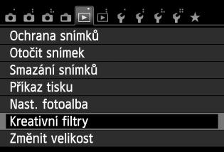 U Použití kreativních filtrů pro snímek Na snímek můžete aplikovat následující kreativní filtry a poté jej můžete uložit jako nový snímek: Č/B zrno, Měkké ostření, Efekt objektivu rybí