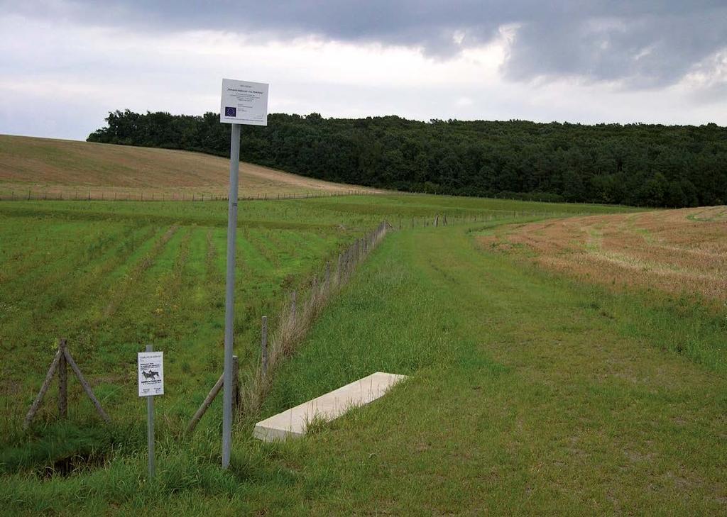 5 Ochranné hrázky Ochranné hrázky jsou používány buď ve spojení se záchytným příkopem, nebo průlehem (umístěným vždy nad hrázkou) pak se jedná v zásadě o protierozní mez, nebo samostatně.