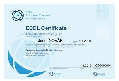 Certifikáty Certifikát ECDL Start Zájemce musí úspěšně složit zkoušky ze tří základních modulů ECDL Core Sylabu, které pokrývají znalosti a dovednosti v oblastech jako jsou Používání počítače a