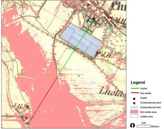 nepřerušenou pohledovou linií. Přízemí, 1. patro, 2. patro. Na podkladě II. vojenského mapování.