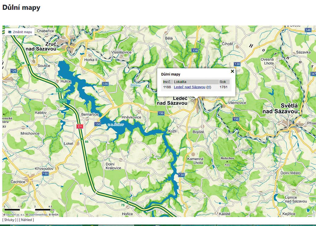 do aplikací 38 ; 3. s využitím technologie Silverlight 39 a 4. zobrazením lokací důlních map na portálu mapy.cz. 40 Metadata vycházejí z popisu závazného pro archivy.