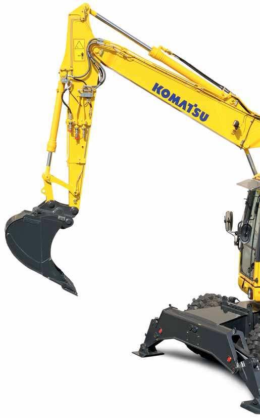 Stručný přehled Specialisté společnosti Komatsu navrhli model PW148-8 s výrazně omezeným poloměrem otáčení zadní části stroje, aby splnili požadavky týkající se bezpečného a produktivního provozu na