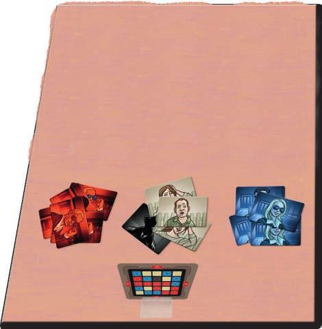 tři hráče naleznete na poslední straně pravidel. Týmy představují dva špionážní útvary červený a modrý.