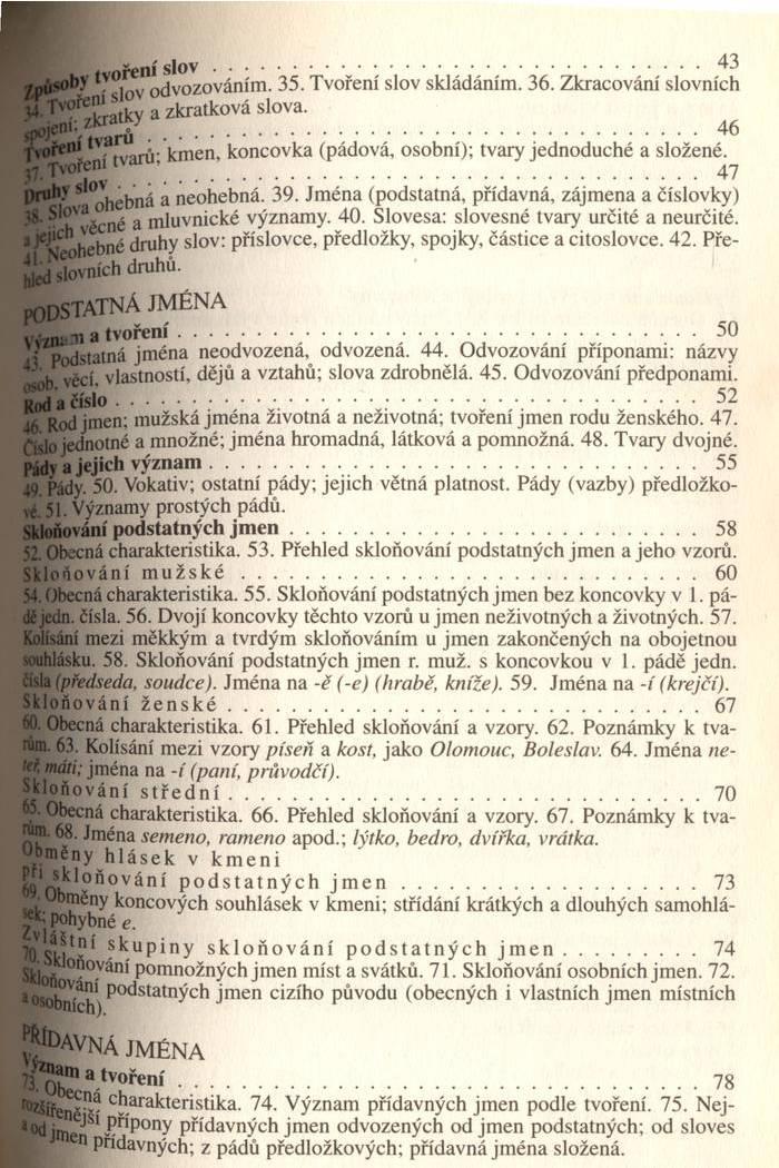 /oúsoh? 1 VOŕ vnld vozo ván im. 35. Tvoření slov skládáním. 36. Zkracování slovních «^oření va,r v kmen. koncovka (pádová, osobní): tvary jednoduché a složené. T v o ře n i tv.