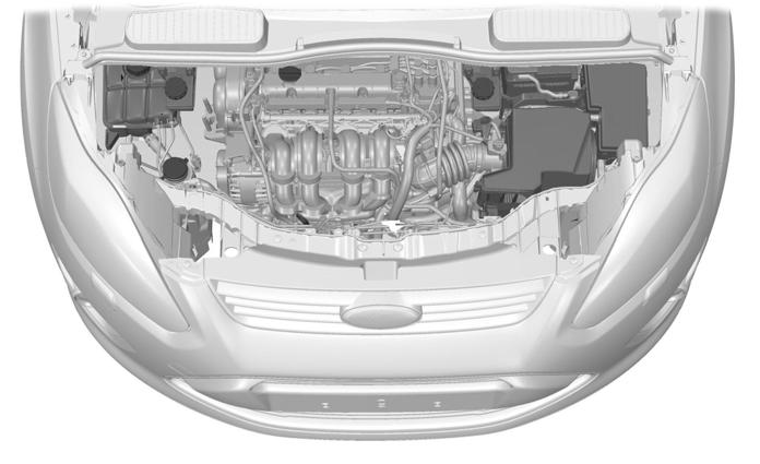 Údržba CELKOVÝ POHLED NA MOTOROVÝ PROSTOR - 1,6L DURATEC-16V (SIGMA)/1,6L DURATEC-16V TI-VCT (SIGMA) A B C D E F I H G E130030 A B C D E F G Nádržka chladicí kapaliny motoru * : Viz Kontrola chladicí