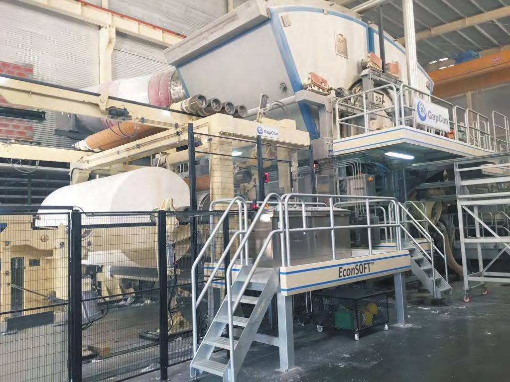 ROSTEME SPOLEČNĚ tissue Papelera Samseng S.A., Argentina nový papírenský stroj na výrobu tissue, šíře papíru na navíječi 3 450 mm, provozní rychlost 1 800 m/min., výkon 145 t/den.