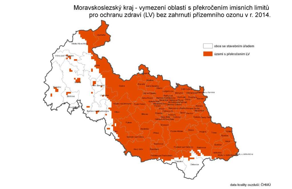 Obr. 1: Vymezení OZKO vzhledem k imisním limitům pro ochranu lidského zdraví v