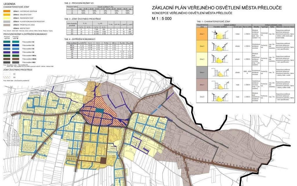 obr. 7 Příklad grafického výstupu základního plánu VO (město Přelouč) 4 Závěr Koncepce venkovního osvětlení měst a obcí je souborem dokumentů a pravidel, které stanovují podobu osvětlení a způsoby a