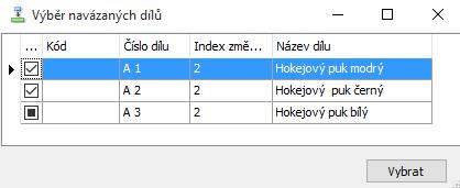 Volba Všechny umožní rozhodnout, zda kontrolní kroky a návodky vložené u této operace, budou použity pro všechny Díly z typového (které z typového dílu uvedeného v záložce Hlavička postupu vznikly)