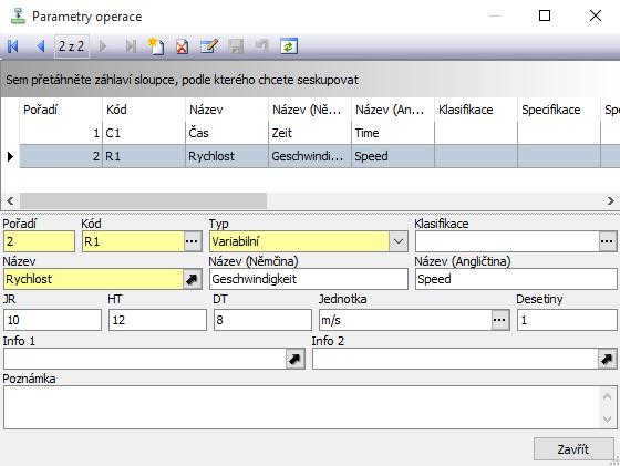 6.1.2 Ikona Parametry operace Slouží k definování parametrů procesu u jednotlivých operací a dále k definování kontrolního kroku na proces v kontrolním kroku. z pomocné databáze modulu Databáze dílů.