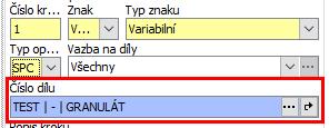 - Povolit zadávání dílu na kontrolní návodce je-li označeno, lze u kontrolního kroku (Kontrolní kroky) vkládat položku z databáze dílů (např.