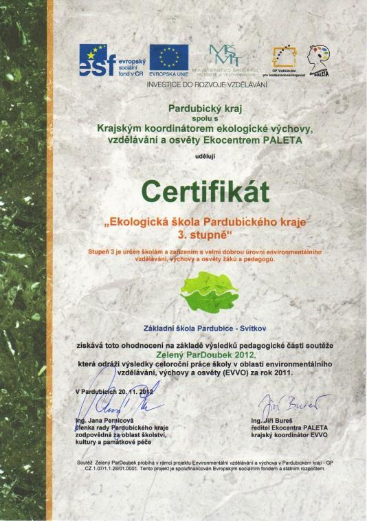 - Získali jsme certifikát Aktivní škola udělen portálem Proškoly.