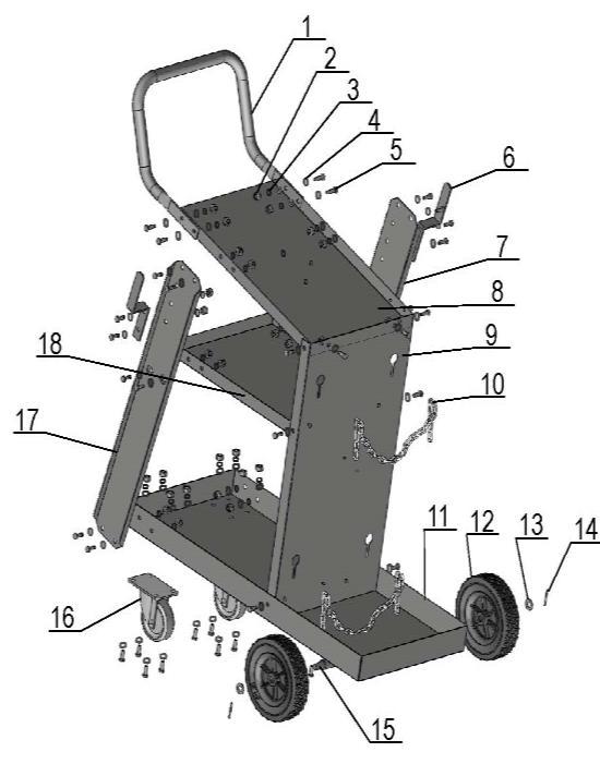 8 2 7 Pravá podpěra CART 12.6 1 8 Horní panel CART 12 1 9 Zadní panel CART 12.