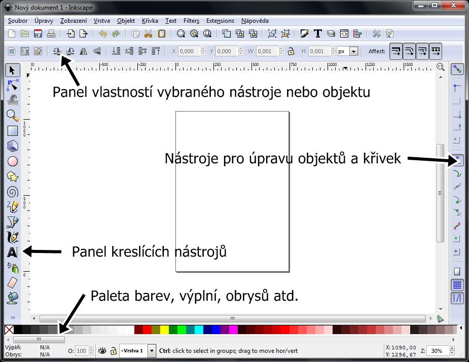 Vektorová grafika Na rozdíl od rastrové grafiky, u které se obrázek skládá z jednotlivých bodů, vektorová grafika využívá k popisu obrázků přesně definovaných geometrických útvarů, jako jsou body,