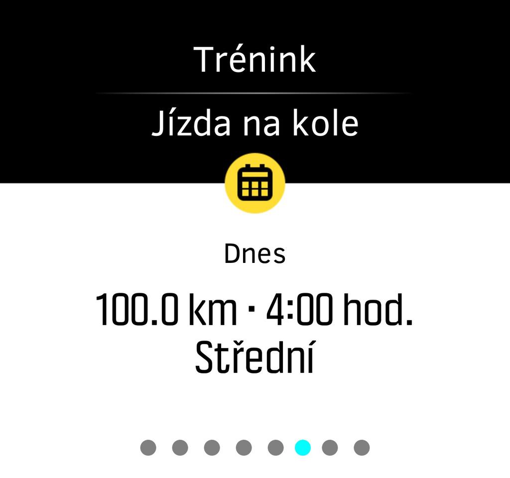 2. Poté zobrazíte příští plánovaný trénink tažením prstu doleva. 3. Dalším tažením doleva zobrazíte další plánované tréninky. >> 4.