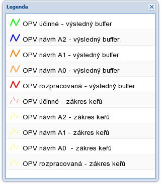 zákres bez bufferu, v mapě přerušovaná čára Barvy hranic