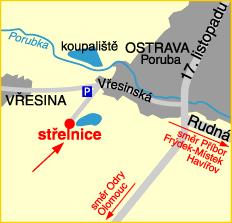 Mapka střelnice SSK Poruba Skalka UPOZORNĚNÍ odbočka pro příjezd na střelnici Skalka je převeden o cca