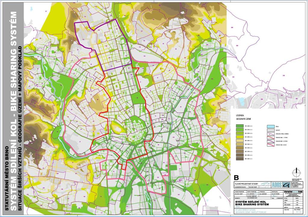 severní část města Technologický park). Celková rozloha území pokrytého stanicemi by pak mohla činit až 27 km 2. Obrázek 88 - Systém sdílení kol. Zdroj: Studie Bikesharing 8.