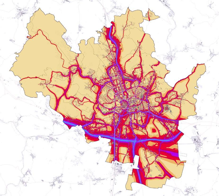 4.12.2 Souhrn výsledků hlukového mapování Obrázek 37 Strategická hluková mapa aglomerace Brno 2007. Zdroj: Akční hlukový plán 4.