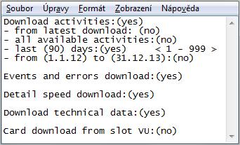 Specifické stahování pomocí volby CONFIG v hlavním menu Volba CONFIG v menu stahovacího zařízení komunikuje se souborem CONFIG.