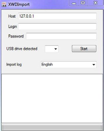 Záznam svařovacích dat na flash disk USB 5.16.3 Import svařovacích dat z flash disku USB na Xnet Spusťte program XWDImport.exe. - Otevře se úvodní obrazovka programu.