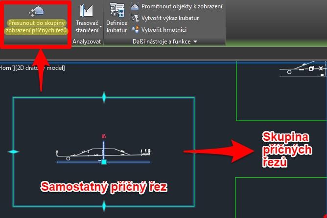 7. Vylepšení příčných řezů přidávání dalších řezů do skupin řezů Nová ikona v pásu karet umožní